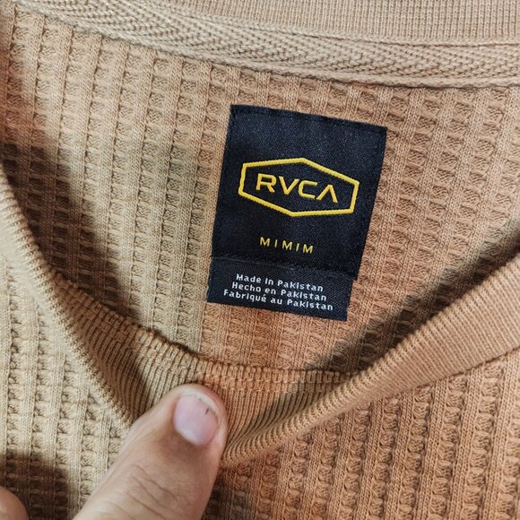 RVCA Day Shift Thermal Shirt Men’s Large Brown Waffle Knit Long Sleeve Size M - Picture 8 of 15